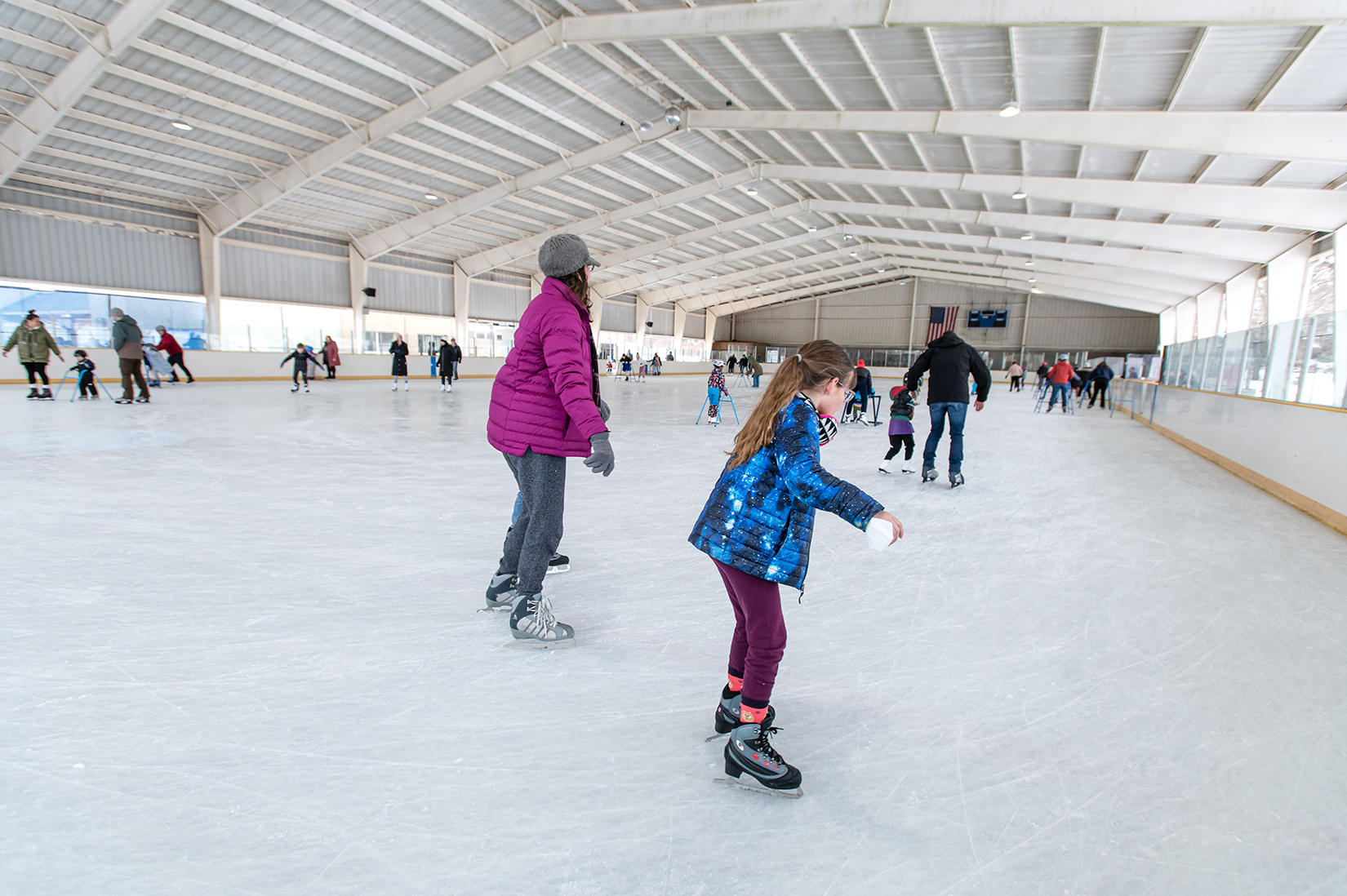Buhr covered ice arena, digitally reinterpreted in winter evening light