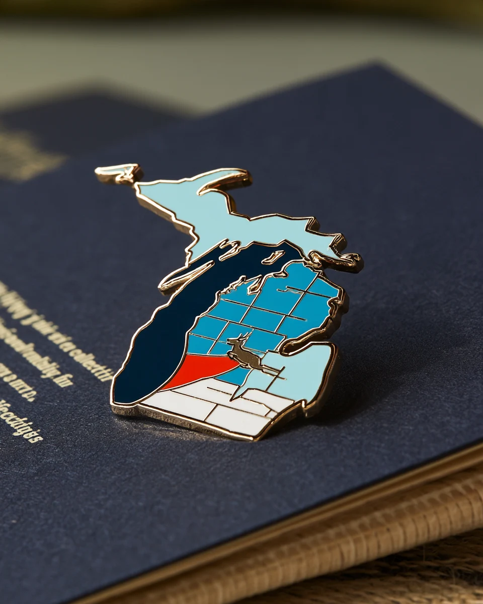 Two peninsulas, enamel pin