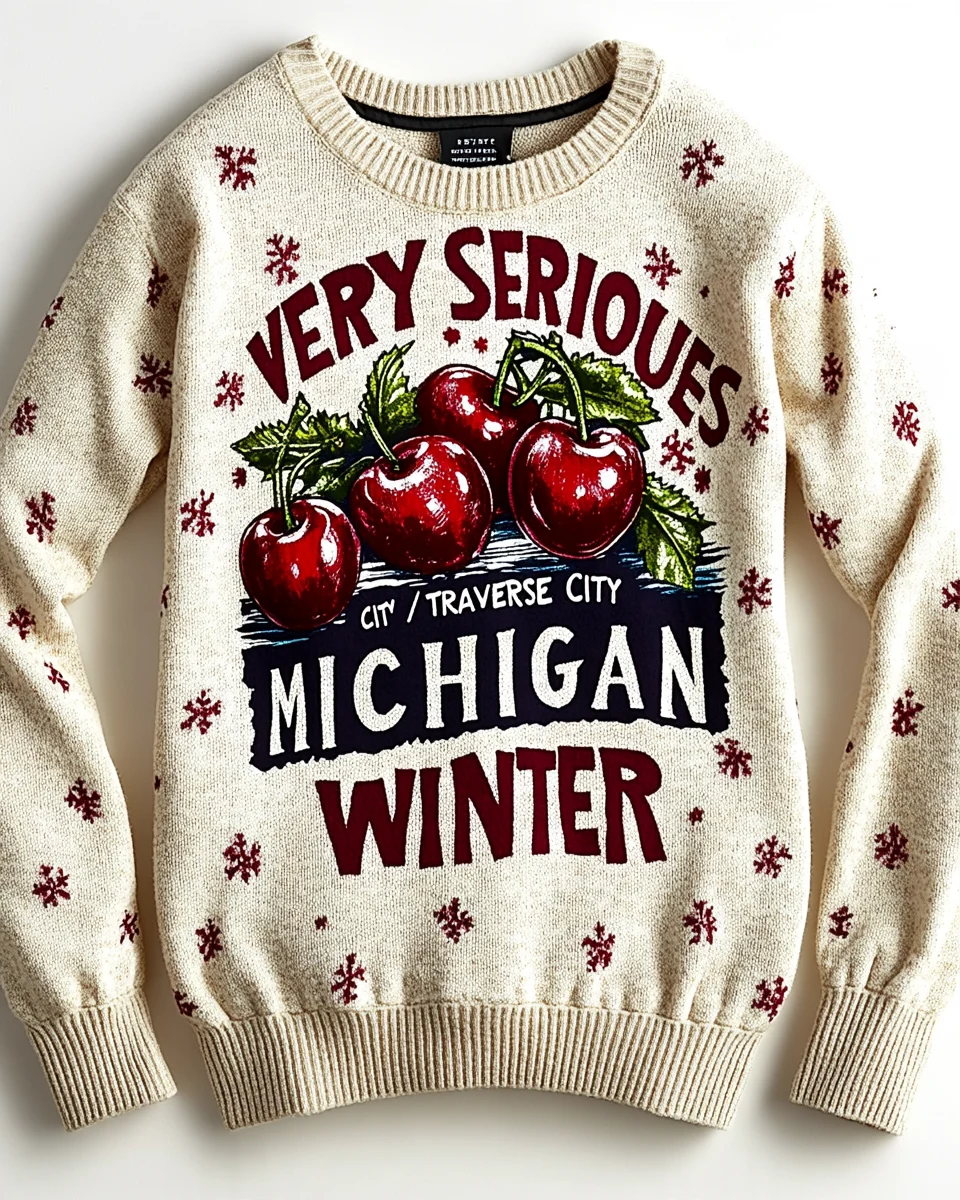 Very Serious Cherries, holiday knit