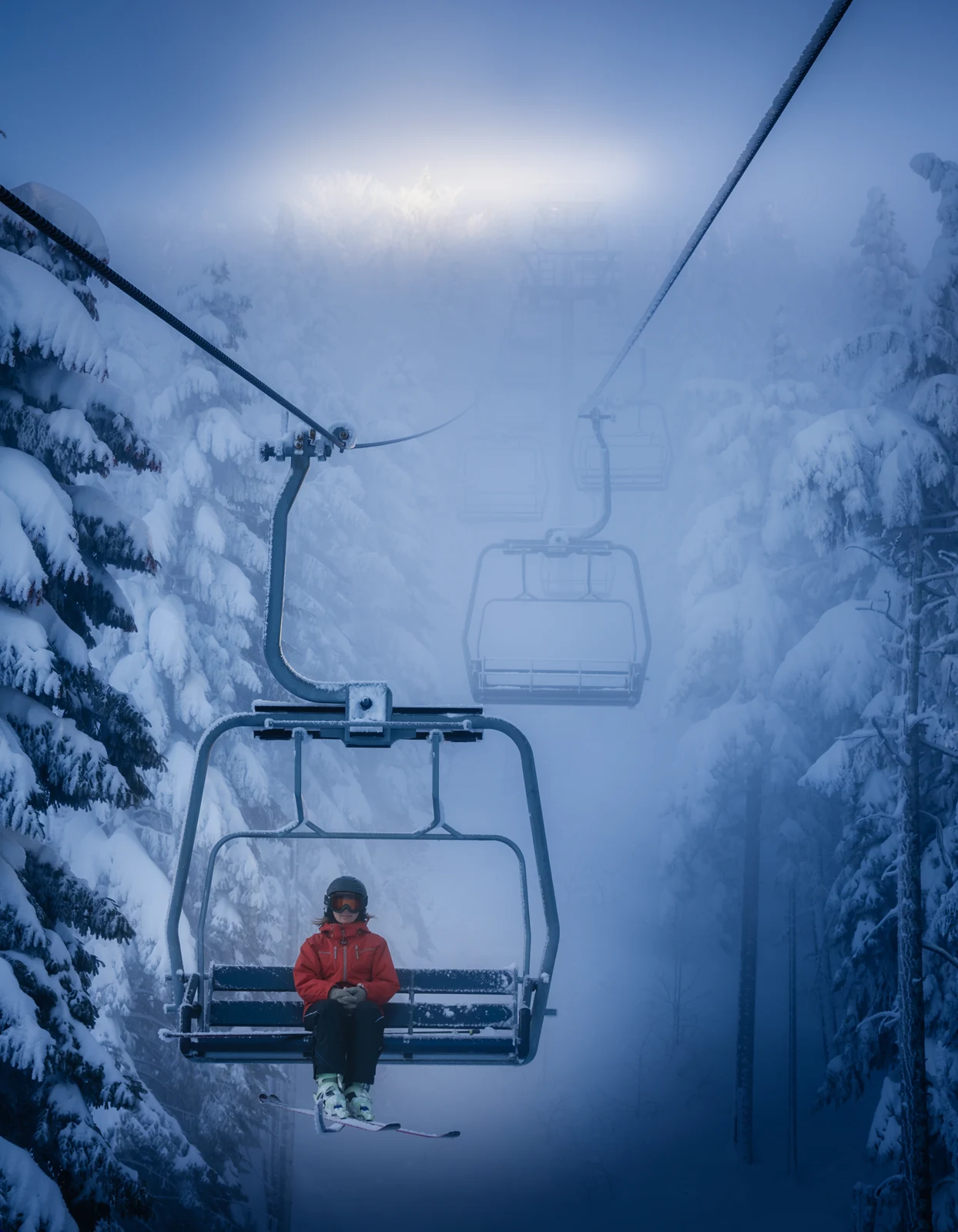 Winter ski setting artwork